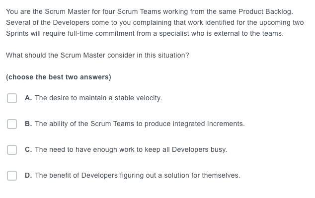 You Are The Scrum Master For Four Scrum Teams
