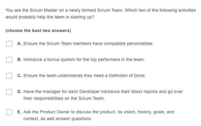 You Are A Scrum Master On A Newly Formed Scrum Team