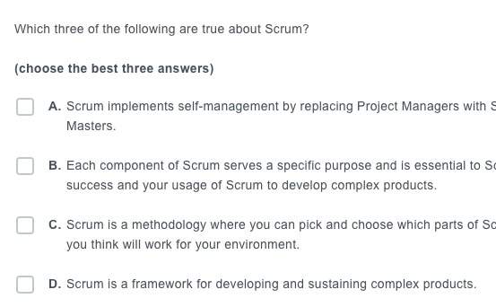 Which Three Are True About Scrum