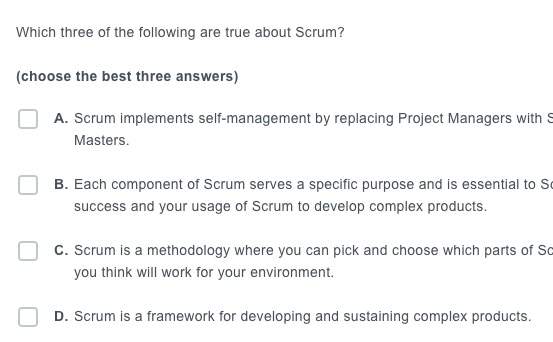 Which Three Are True About Scrum