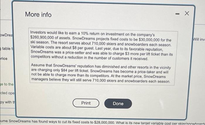 Snowdreams Operates A Rocky Mountain Ski Resort The Company Is Planning Its Lift Ticket Pricing For The Coming Ski Seas 4