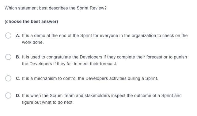 Statement Best Describes Sprint Review