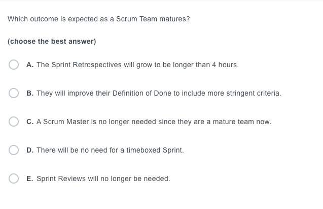 Outcome Is Expected As A Scrum Team Matures