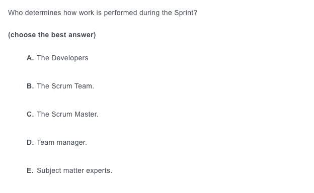 Determines How Work Is Performed Sprint