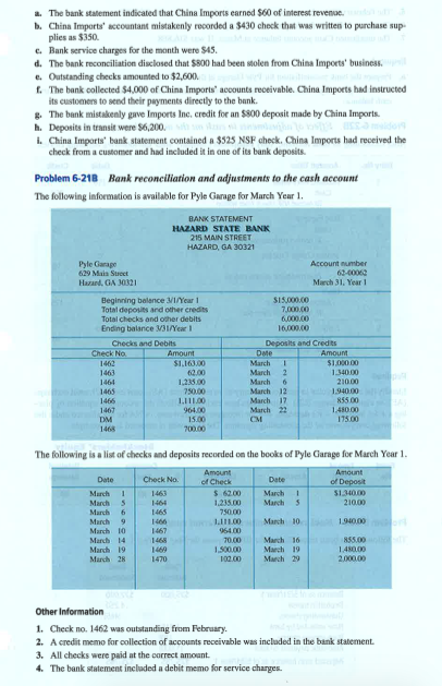 2 The Bank Statement Indicated That China Imports Earned 60 Of Interest Revenue 1 China Imports Accountant Mistakenly 1
