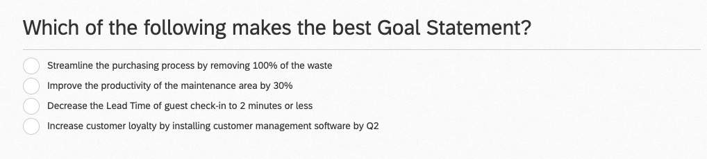 Which Of The Following Makes The Best Goal Statement