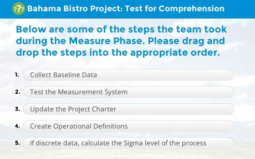 Below Are Some Of The Steps The Team Took During The Measure Phase