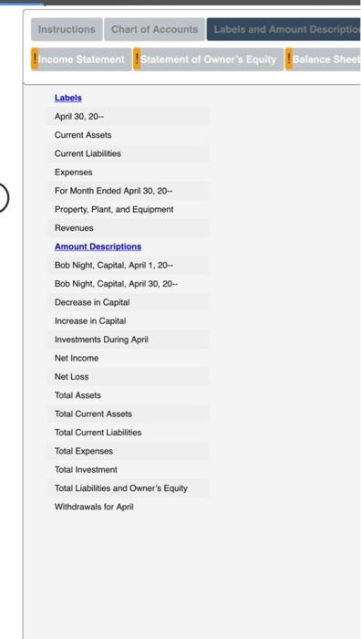 Tratruction Chart Of Accounts Label And Amount Descriptions Uncois Statement Statement Of Owner S Equey Balance Street O 4