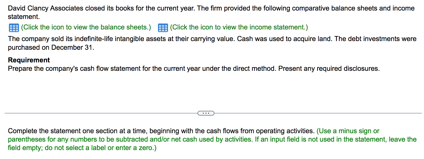 David Clancy Associates Closed Its Books For The Current Year The Firm Provided The Following Comparative Balance Sheet 1
