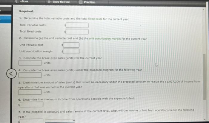 Break Even Sales Under Present And Proposed Conditions Darby Company Operating Otroll Capacity Sold 105 400 Units At A 2