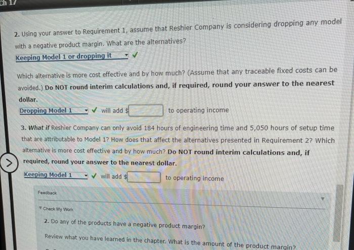 Ch 17 Keep Or Drop Decision Alternatives Relevant Costs Reshier Company Makes Three Types Of Rug Shampooers Model 1 I 5