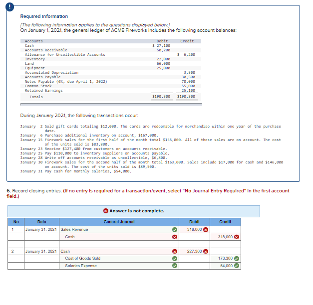 Required Information The Following Information Applies To The Questions Displayed Below On January 1 2021 The Gener 1