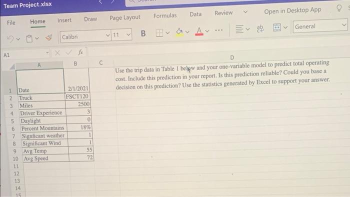Team Project Xlsx V Formulas Data Review Open In Desktop App Home File Insert Draw Page Layout General Vaba Eva Av B 1