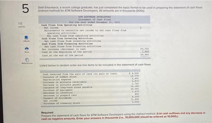 07 5 112 Points Seth Erkenbeck A Recent College Graduate Has Just Completed The Basic Format To Be Used In Preparing T 1