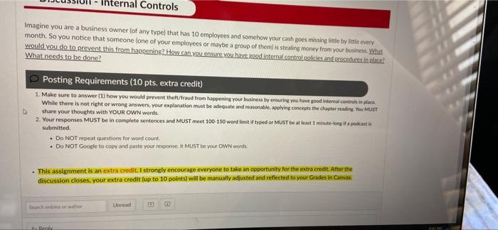 Controls Imagine You Are A Business Owner Of Any Type That Has 10 Employees And Somehow Your Cash Goes Missing Little B 1