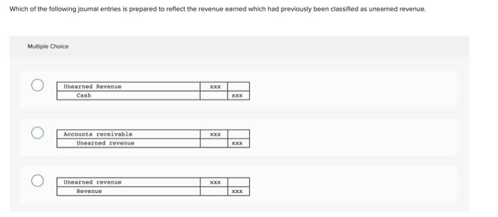 Which Of The Following Journal Entries Is Prepared To Reflect The Revenue Earned Which Had Previously Been Classified As 1