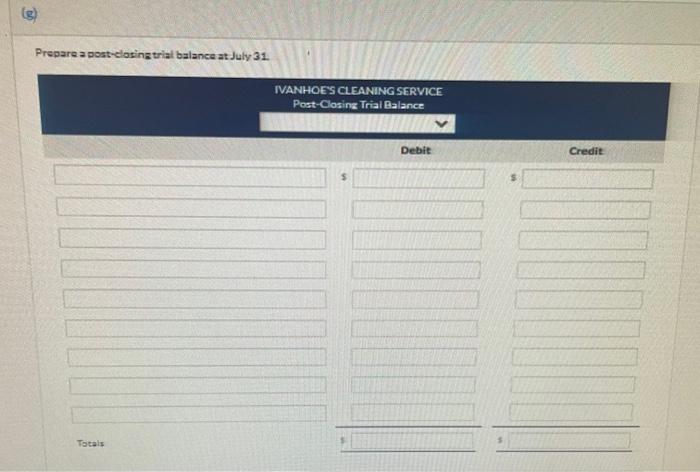 1 3 5 Ivanhoe Clark Opened Ivanhoe S Cleaning Service On July 1 2022 During July The Following Transactions Were Comp 7