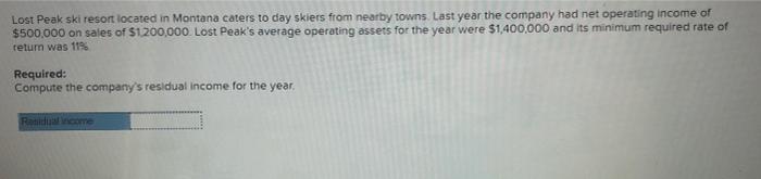 Lost Peak Ski Resort Located In Montana Caters To Day Skiers From Nearby Towns Last Year The Company Had Net Operating 1
