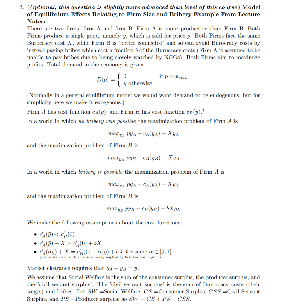 3 Optional This Question Is Slightly More Advanced Than Level Of This Course Model Of Equilibrium Effects Relating T 1