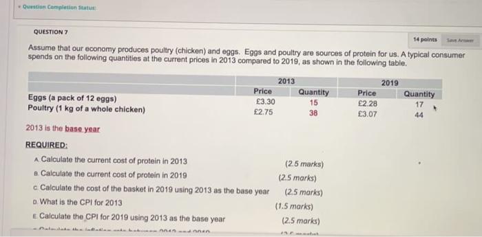 Ostin Corption Question 7 14 Points Assume That Our Economy Produces Poultry Chicken And Eggs Eggs And Poultry Are So 1