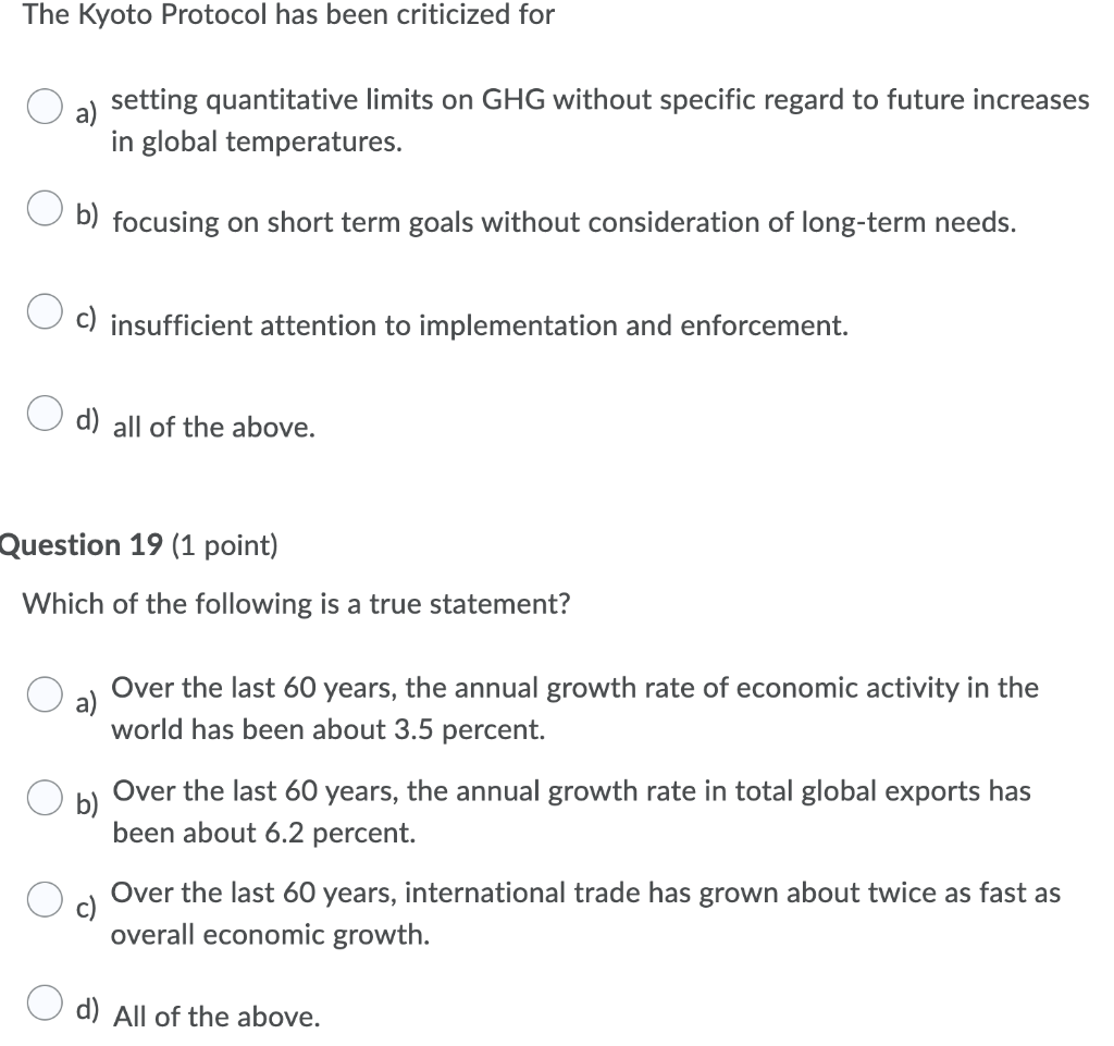The Kyoto Protocol Has Been Criticized For Setting Quantitative Limits On Ghg Without Specific Regard To Future Increase 1