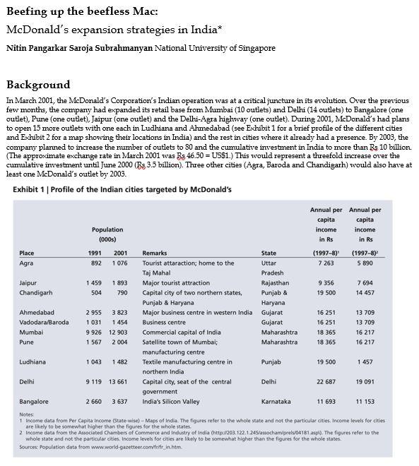 Read The Case Below Regarding Mcdonald S Entry Into The India Market Analyze The Positioning Strategies As Well As The 1