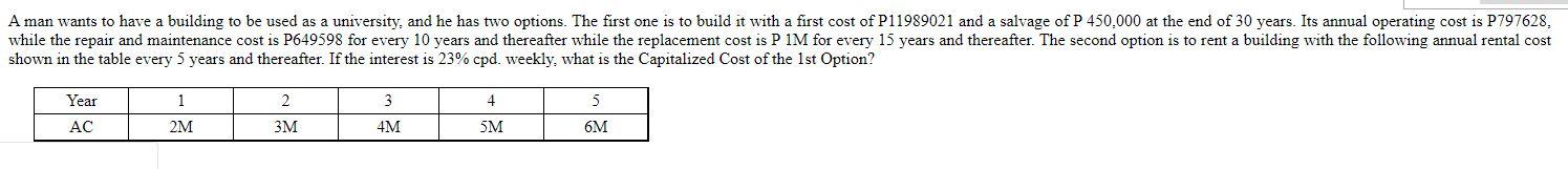 A Man Wants To Have A Building To Be Used As A University And He Has Two Options The First One Is To Build It With A F 1