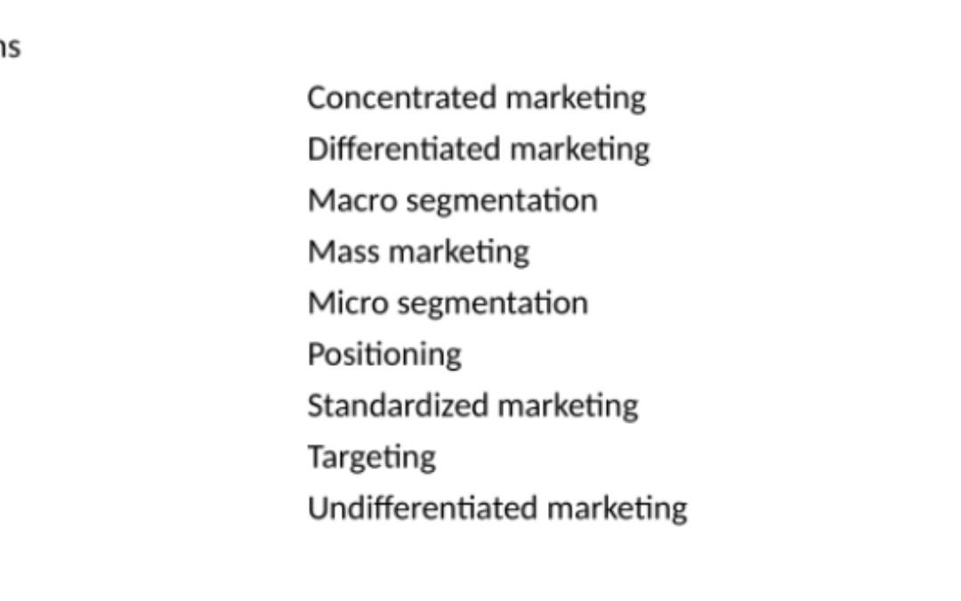 Ns Concentrated Marketing Differentiated Marketing Macro Segmentation Mass Marketing Micro Segmentation Positioning Stan 1