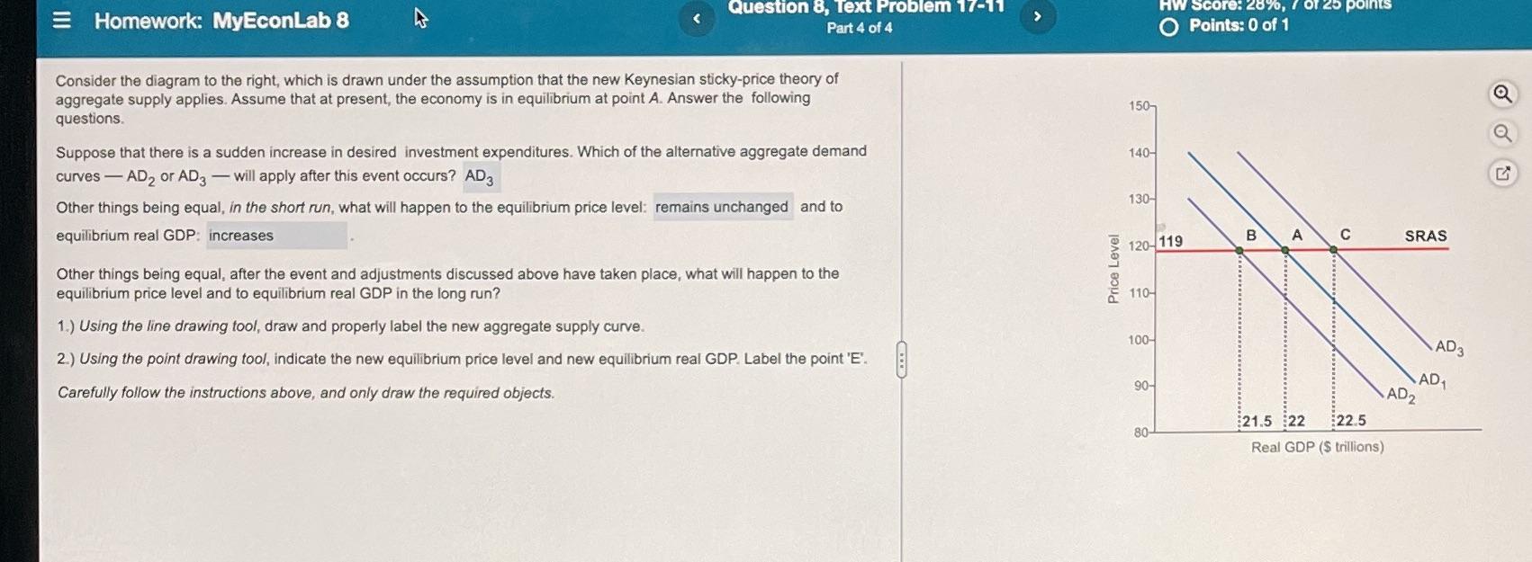 3 Homework Myeconlab 8 Question 8 Text Problem 17 11 Part 4 Of 4 Hw Score 28 O 25 Points O Points 0 Of 1 Conside 1