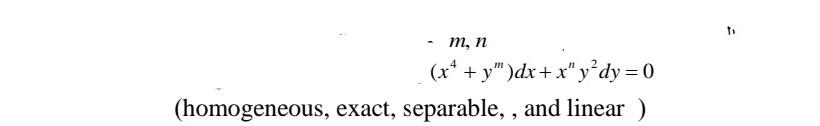 M N X Y Dx X Y Dy 0 Homogeneous Exact Separable And Linear 1