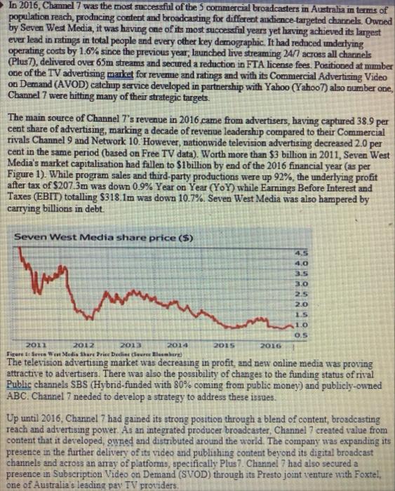 Channel 7 The Televisine Advertising Market Was Decreasing In Profit And New Online Media Was Proving Attractive To Att 4