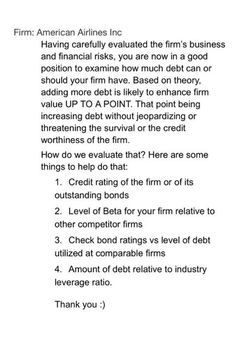 Firm American Airlines Inc Having Carefully Evaluated The Firm S Business And Financial Risks You Are Now In A Good Po 1