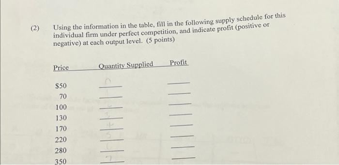 3 The Following Problem Traces The Relationship Between Firm Decisions Market Supply And Market Equilibrium In A Perf 2