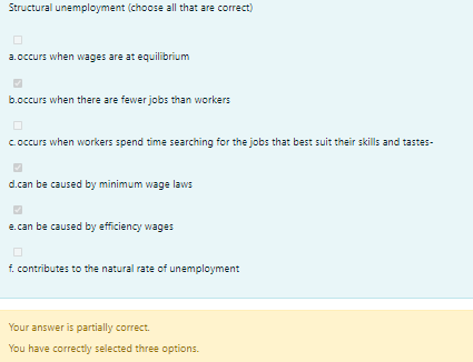 Structural Unemployment Choose All That Are Correct A Occurs When Wages Are At Equilibrium B Occurs When There Are Fe 1
