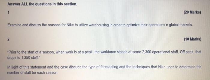 Read The Following Case And Answer All The Questions That Follow Centralised Distribution At Nike Nike Has A Central Cu 3