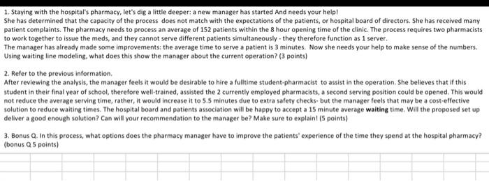 1 Staying With The Hospital S Pharmacy Let S Dig A Little Deeper A New Manager Has Started And Needs Your Help She H 1