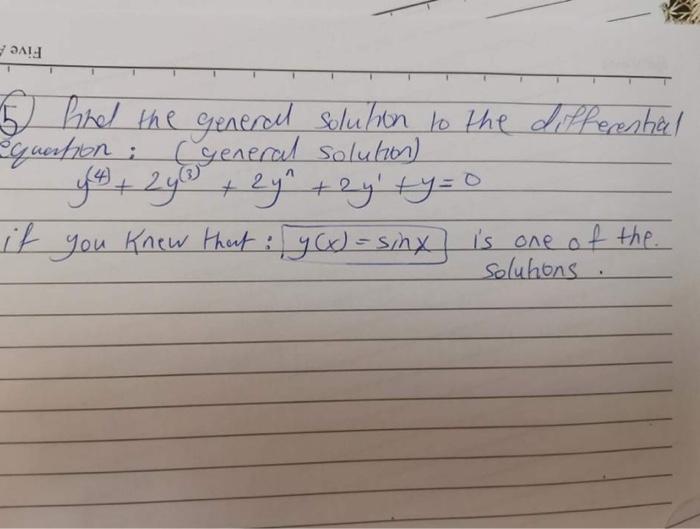 O Solve The Following Differential Equation Y T P X Y Q X By Deviration And Direct Compensation The Solution Is S 2