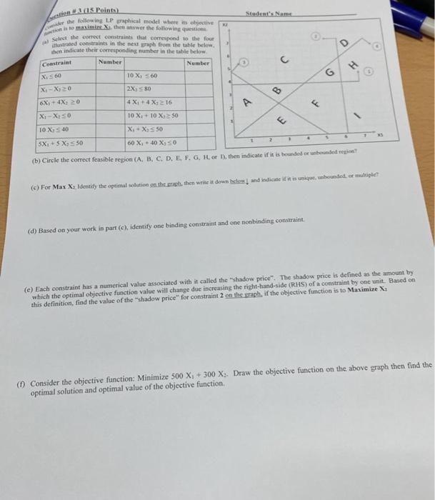 Clos Points Student S Nams The Following Lp Graphical Model Where Active Time Then The Following Questo Slustrated Cons 1
