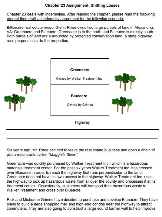 Chapter 23 Assignment Shifting Losses Chapter 23 Deals With Indemnities After Reading The Chapter Please Read The Fol 1