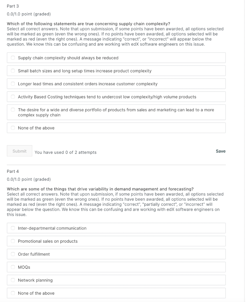 Part 1 0 0 1 0 Point Graded Which Of The Following Are True Statements About Poor Coordination In The Supply Chain Se 2