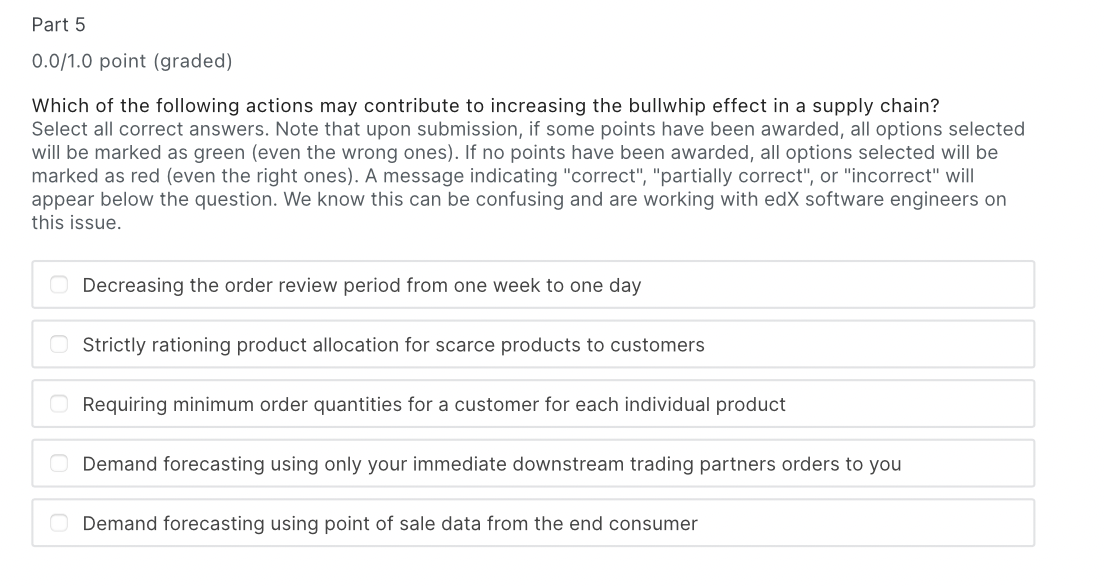 Part 1 0 0 1 0 Point Graded Which Of The Following Are True Statements About Poor Coordination In The Supply Chain Se 3