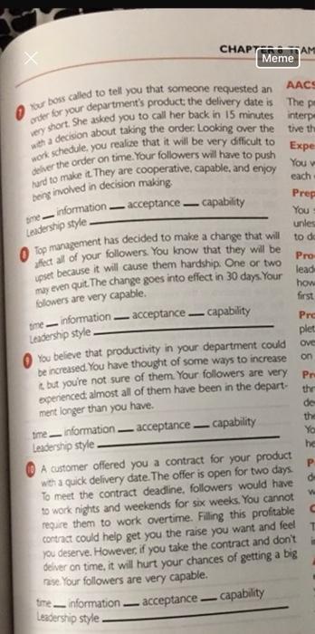 Chapters Am Meme Aacs Tive The Order For Your Department S Product The Delivery Date Is The P Our Boss Called To Tell Y 1