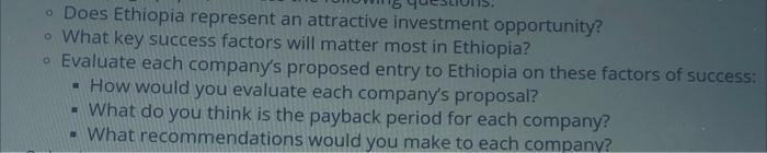 Does Ethiopia Represent An Attractive Investment Opportunity What Key Success Factors Will Matter Most In Ethiopia 1