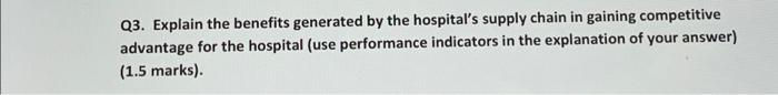 Q3 Explain The Benefits Generated By The Hospital S Supply Chain In Gaining Competitive Advantage For The Hospital Use 1
