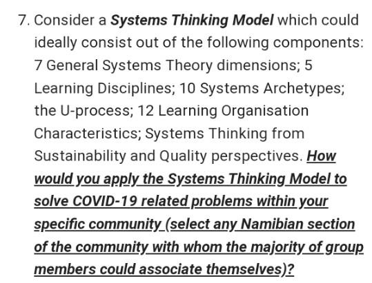 7 Consider A Systems Thinking Model Which Could Ideally Consist Out Of The Following Components 7 General Systems Theo 1