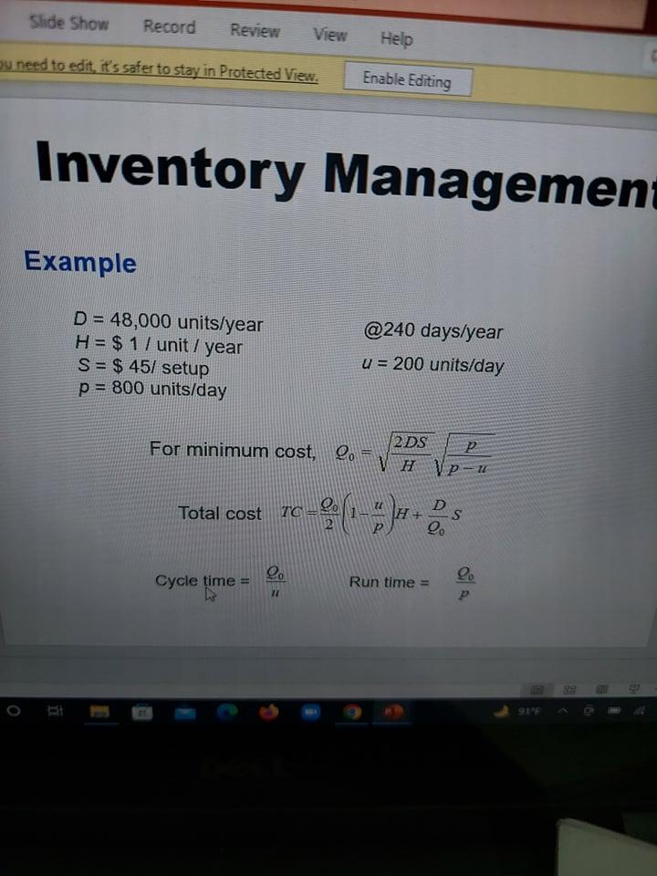 Slide Show Record Review View Help U Need To Edit It S Safer To Stay In Protected View Enable Editing Inventory Manage 1