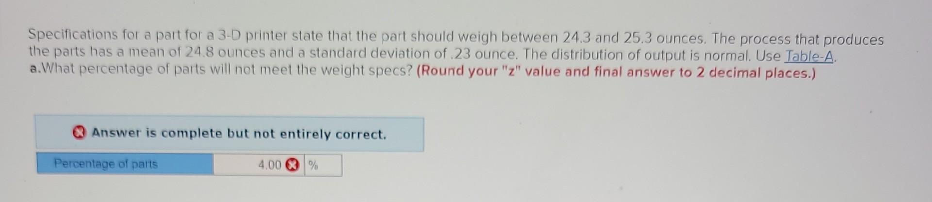 Specifications For A Part For A 3 D Printer State That The Part Should Weigh Between 24 3 And 25 3 Ounces The Process T 1