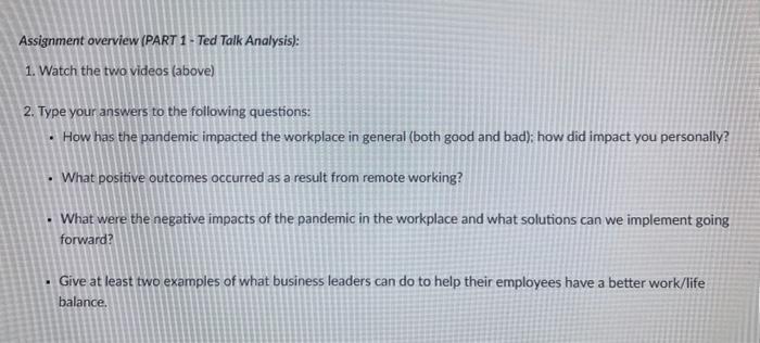 Assignment Overview Part 2 Course Topic Summary Choose Three Weekly Topics From The Course Materials Presented In T 3