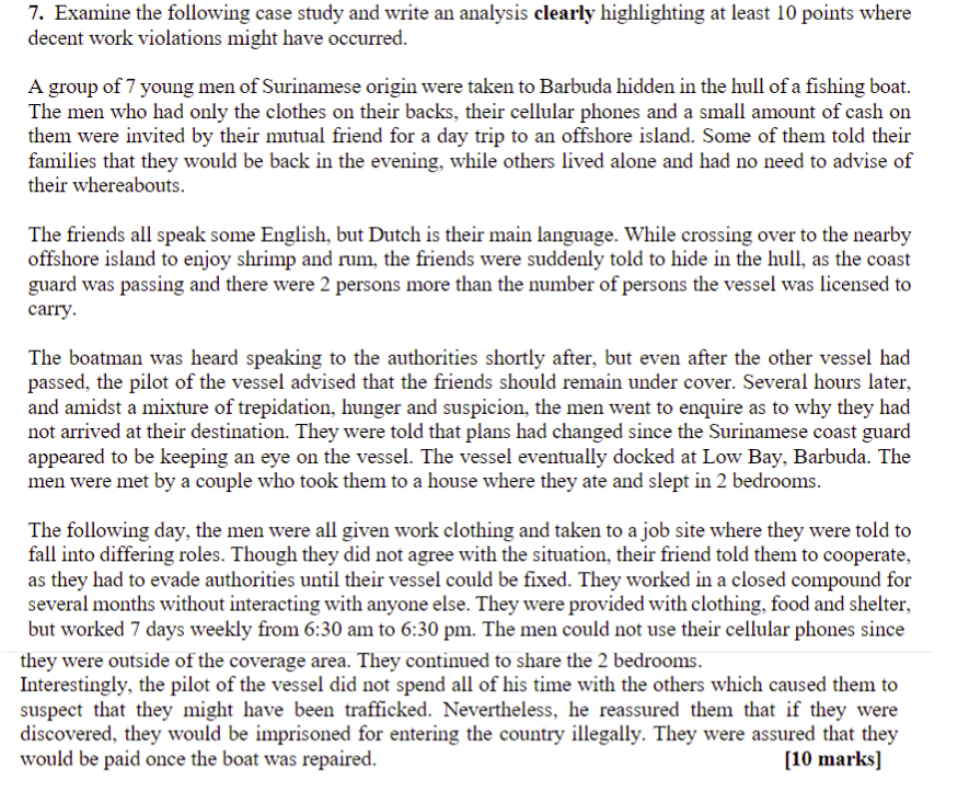 7 Examine The Following Case Study And Write An Analysis Clearly Highlighting At Least 10 Points Where Decent Work Viol 1
