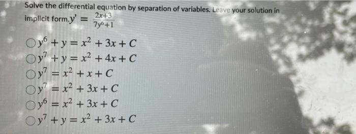 Solve The Equation By Separation Of Variables Dy 12 21 Dt Y2 Oy Vt3 3t2 C Oy V13 3t2 C Oy V13 312 Oy3 V1 2